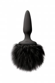 Анальна пробка з м'яким пухнастим хвостом кролика BUNNY TAILS MINI BLACK BLACK FUR (T280985)