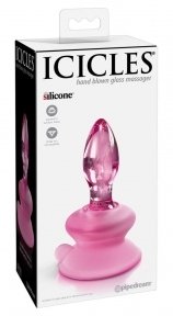 Анальная пробка с присоской Icicles No. 90, стеклянная, розовая (PD21169)