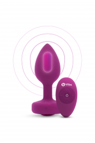 Анальная пробка с вибрацией B-Vibe Vibrating Jewel Plug S/M Pink Ruby, силиконовая, розовая (BV31664)