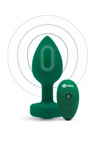 Анальна пробка з вібрацією та пультом B-Vibe - Vibrating Jewel Plug M/L Emerald (BV31665)
