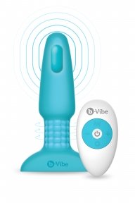 Анальна пробка з вібрацією та імітацією риммінгу b-Vibe Rimming Plug 2, блакитна (BV585793)