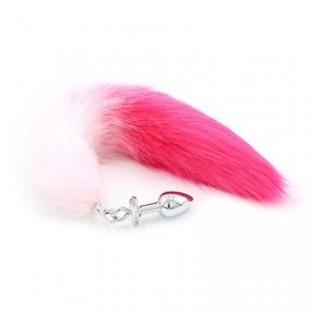 Анальна пробка зі штучного хутра DS Fetish Anal plug faux fur fox tail pink/fushia polyeste