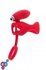 Насадка на пенис с клиторальным стимулятором TOYFA Black&Red, красная (6611901403-9)