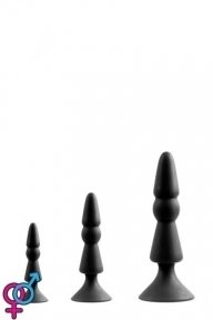 Набор анальных плагов MENZSTUFF 3-PIECE ANAL CONE SET BLACK (DT21285)