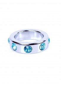 Эрекционное кольцо Boss Series Metal Cock Ring with Light Blue Diamonds Medium (64-00005)
