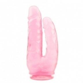 Фалоімітатор подвійний на присосці прозорий Chisa Hi-Rubber 9.4 INCH Pink (CH21806)