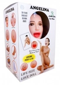 Кукла надувная Boss Series Angelina 3D с вставкой из киберкожи и вибро (BS590001)