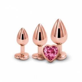 Набор анальных пробок с камнем Rear Assets Trainer Kit Heart Pink (NS18823)