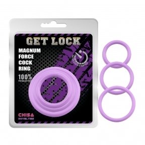 Набор эрекционных колец фиолетовые 3 шт Chisa Get Lock magnum force cock (CH01779)