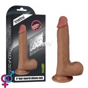 Фаллоимитатор с мошонкой 8'' Dual-layered Silicone Dildo