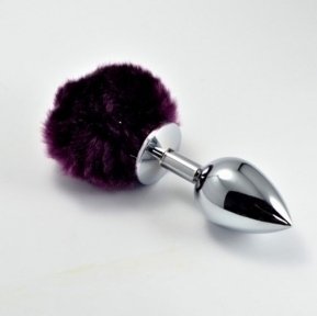Анальна пробка Large Silver Plug+Pompon Purple (6452LVTOY610)