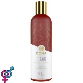 Массажное масло DONA Relax - Lavender & Tahitian Vanilla Essential Massage Oil, 120 мл