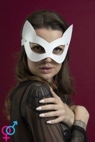 Маска кішечки Feral Feelings - Kitten Mask, натуральна шкіра, біла (SO3411)