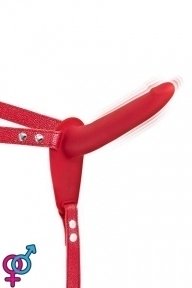 Страпон с вибрацией Fetish Tentation Vibrating Strap-On with Dildo Red (SO3753)