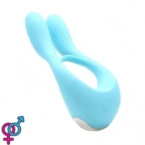 Вибратор для пар KissToy Martin Blue, крепление на член, 3,2 см (SO3763)