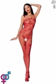Ажурный бодистокинг с интимными вырезами Passion BS076 red (SO4154)