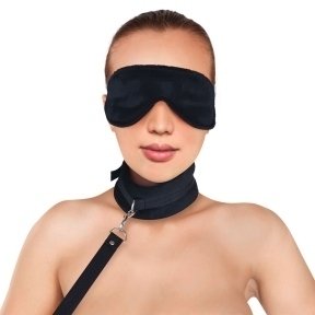 Набор ошейник с поводком и маска Art of Sex - Soft Touch Light, Черный (SO5158)