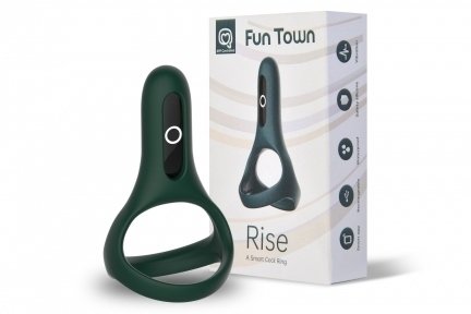 Двойное эрекционное кольцо Fun Town Rise Turquoise, управление со смартфона (SO5748)