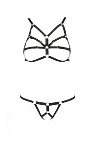 Комплект білизни з стреп ARMANDA SET black S/M - Passion Exclusive (SO5963)
