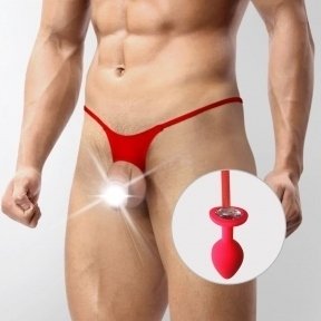Мужские трусы XS-2XL с силиконовой анальной пробкой Art of Sex - Joni plug panties size L Red (SO6171)