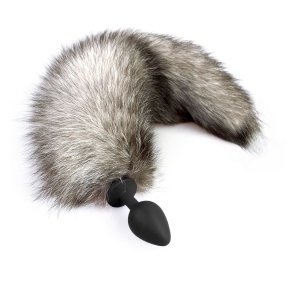Силіконова анальна пробка з хвостом з натурального хутра Art of Sex size M Artctic fox (SO6189)