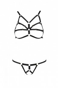 Комплект білизни зі стреп ARMANDA SET black XXL/XXXL - Passion Exclusive (SO6375)