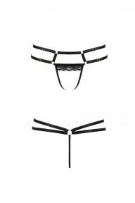 Трусики-стрінги зі стреп із мереживом LORRY THONG black XXL/XXXL - Passion Exclusive (SO6417)