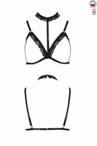 Бюстгальтер-стрепи з чокером SHELLY BRA black XXL/XXXL - Passion Exclusive (SO6420)