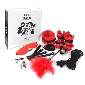 Набор БДСМ Art of Sex - Soft Touch BDSM Set, 9 предметов, Красный (SO6599)