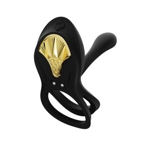 Смарт эрекционное кольцо Zalo — BAYEK Obsidian Black, двойное с вводимой частью (SO6646)