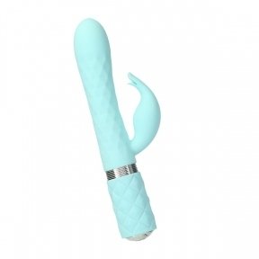 Роскошный кролик с ротацией и вибрацией Pillow Talk Lively, Teal, кристалл Сваровски, тройной отросток (SO6857)