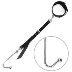Анальний гак із нашийником з натуральної шкіри Art of Sex - Anal hook, Чорний (SO7137)