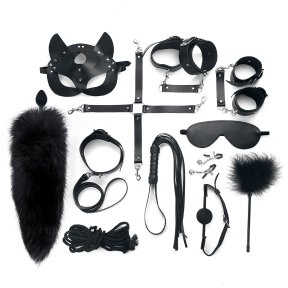 Набір Art of Sex - Maxi BDSM Set Leather, 13 предметів, натуральна шкіра, Чорний (SO7139)