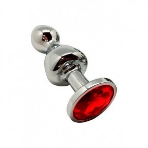 Анальная пробка Wooomy Lollypop Double Ball Metal Plug Red L (SO7420)
