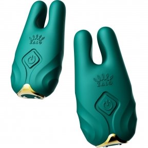 Смарт-вібратор для грудей Zalo - Nave Turquoise Green, пульт ДК, робота через додаток (SO7488)
