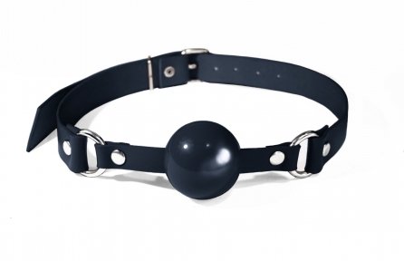Кляп силіконовий Feral Feelings Silicon Ball Gag Black/Black, чорний ремінь, чорна кулька (SO8265)