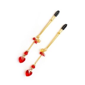 Зажимы для сосков Art of Sex - Crystal Heart Red, золото (SO8516)