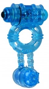 Эрекционное виброкольцо Alive Double Ding Ring Blue (SO8690)