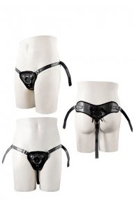 Трусики для страпона с 2 кольцами STRAPON BLACK PU HARNESS WITH TWO RINGS (T111745)