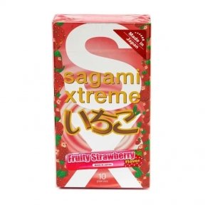 Ультратонкие презервативы Sagami Xtreme Strawberry, 10 шт, 0,04 мм (11854)