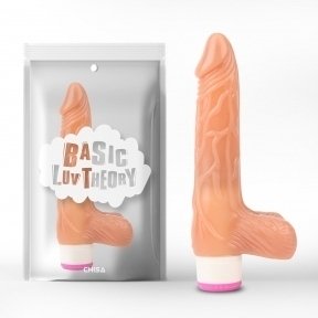 Вібратор з яєчками ребристий Flesh Basic Luv Theory Chisa (CH97137)