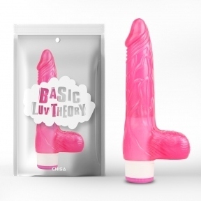Вибратор с яичками ребристый Pink Basic Luv Theory Chisa (CH97136)