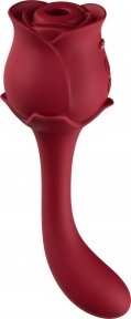 Вибратор двухсторонний с воздушной стимуляцией ROSE, красный (BS52061)
