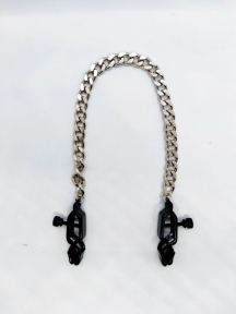 Зажимы на соски DS Fetish Nipple clamps iron L silver/black 81,3 g (DS36601)