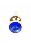 Анальна пробка з нержавіючої сталі з каменем Plug-Jewellery Gold BUTT PLUG-Dark Blue (BS6400068)