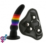Страпон женский радужный COLOURFUL LOVE STRAP ON SOLID DILDO (DT21740)
