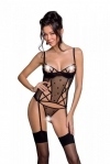 Корсет з підв'язками + стрінги LOVELIA CORSET black XXL/XXXL - Passion (SO4767)