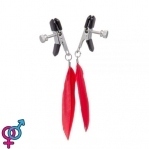 Зажимы на соски Nipple play плоские перышки Red (810363)