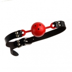 Кляп из экокожи Loveshop Latex BREATHABLE BALL GAG BLACK/RED (F61429)