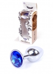 Анальна пробка з каменем Plug-Jewellery Silver PLUG-Dark Blue розмір S (64-00010)